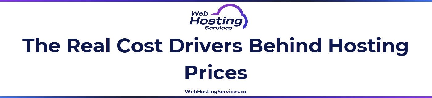 This section explains how hosting prices are driven by CPU and RAM, storage type and capacity, bandwidth, uptime tooling, and support level.
