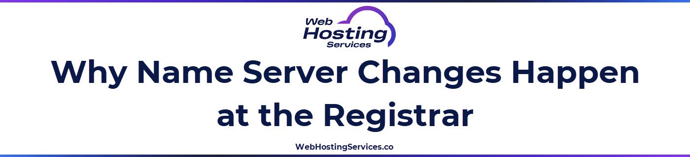 This section explains that name server assignments are updated at the domain registrar, which publishes them through the registry so resolvers can find the authoritative DNS provider.