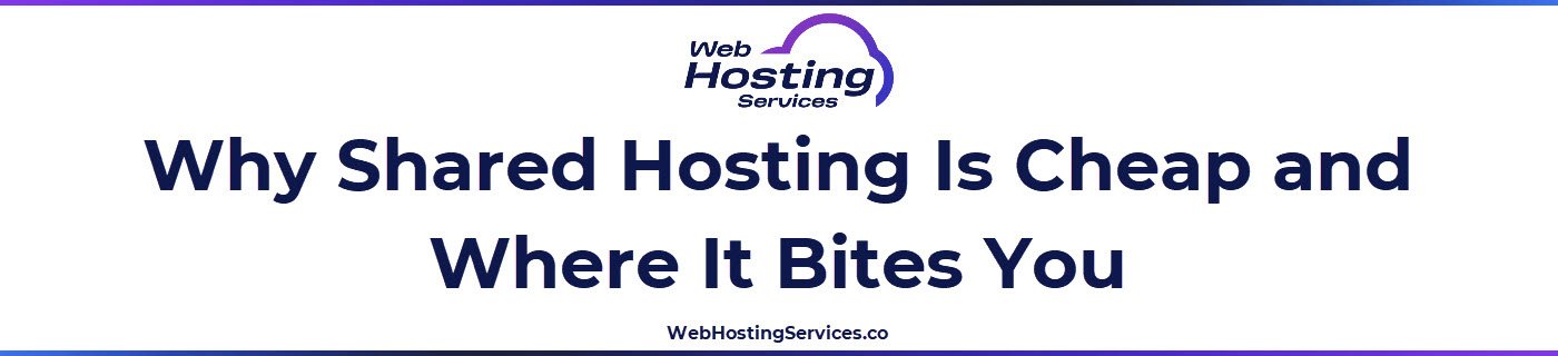 This section explains how shared hosting stays inexpensive by placing many sites on the same server and dividing CPU, RAM, and support across customers.