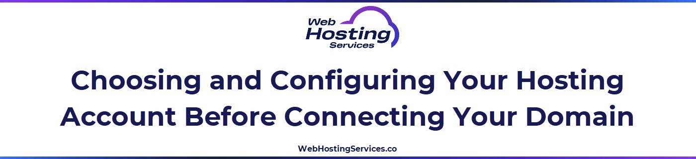 This section explains the hosting account setup steps for a first website, including logging in to the control panel, noting server details and confirming the one-click installer is available.