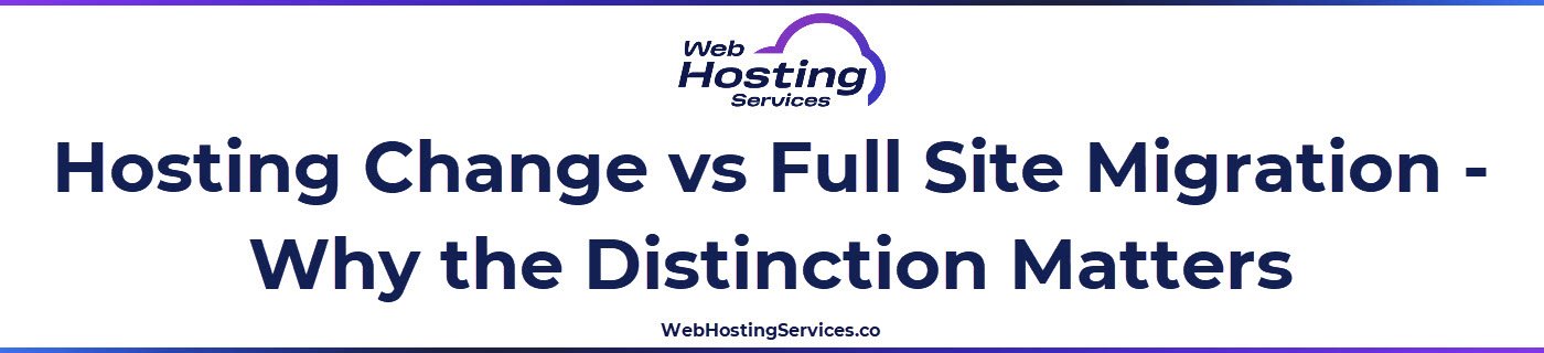 This section explains the difference between a hosting change with no URL changes and other types of site migrations, and why the scope of this checklist is limited to infrastructure moves only.