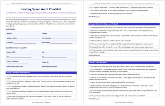 Hosting Speed Audit Checklist - Diagnose What Is Slowing Your Site Down
