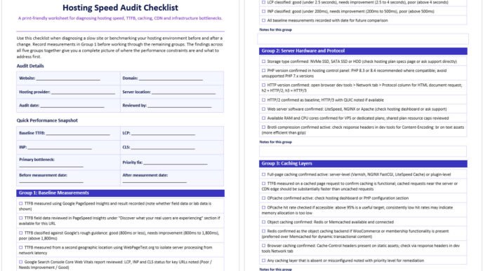 Hosting Speed Audit Checklist - Diagnose What Is Slowing Your Site Down