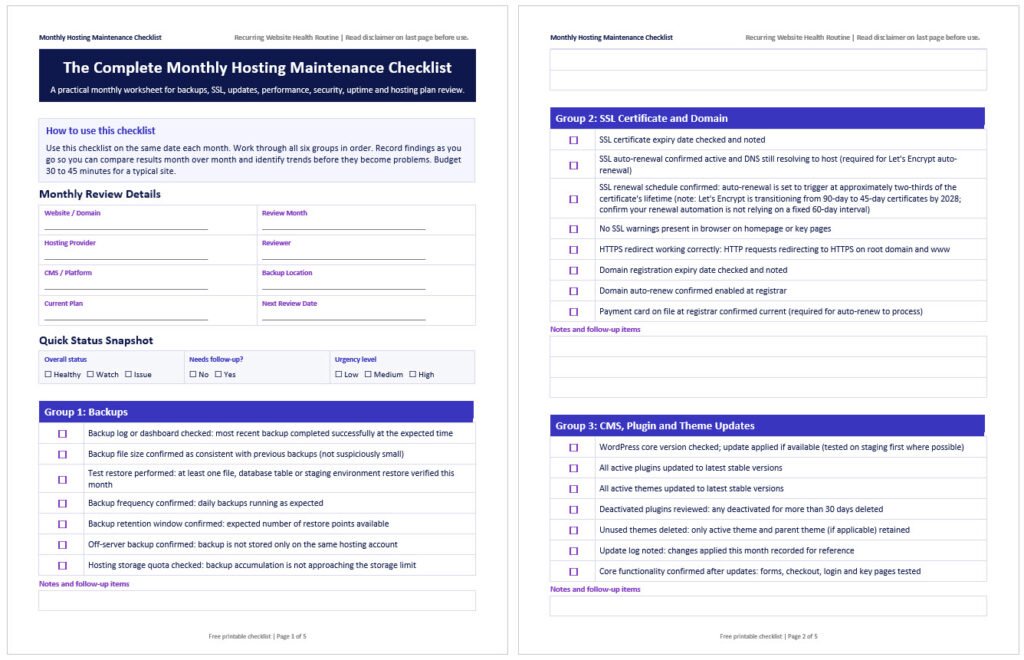 Monthly Website Hosting Maintenance Checklist: Keep Your Hosting Environment Healthy