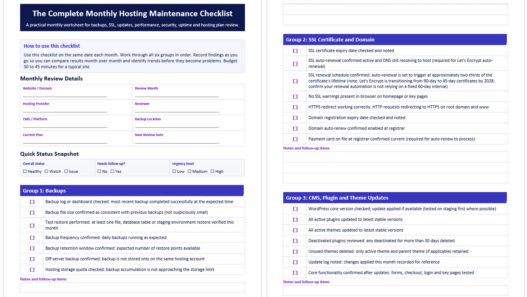 Monthly Website Hosting Maintenance Checklist: Keep Your Hosting Environment Healthy