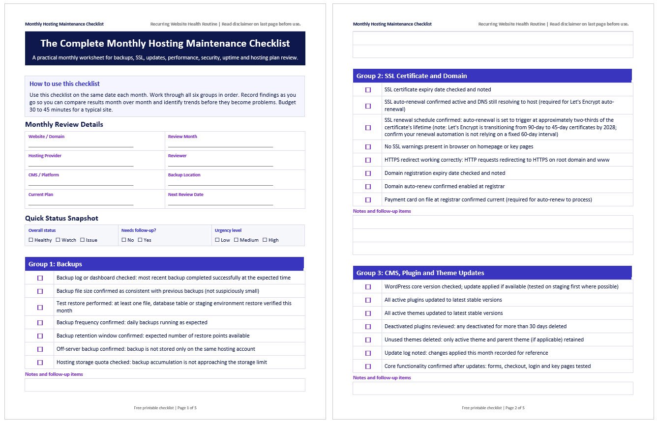 Monthly Website Hosting Maintenance Checklist: Keep Your Hosting Environment Healthy
