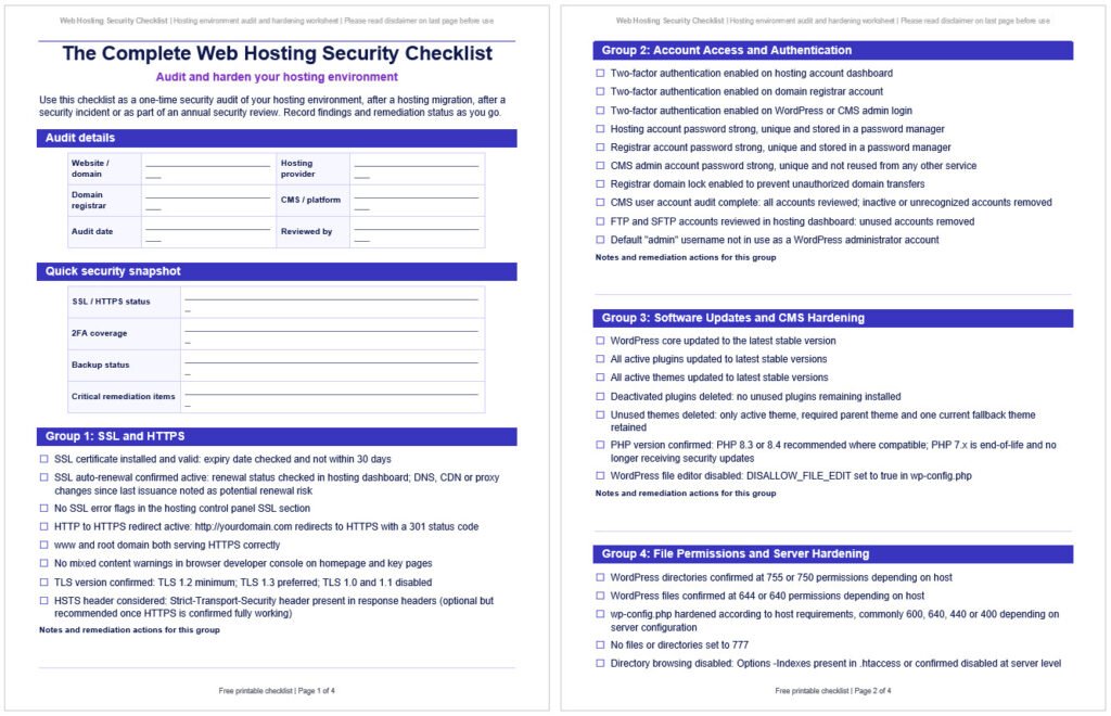 Web Hosting Security Checklist - Audit and Harden Your Hosting Environment