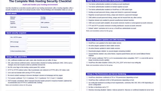 Web Hosting Security Checklist - Audit and Harden Your Hosting Environment