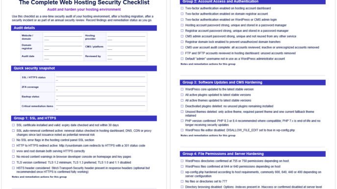 Web Hosting Security Checklist - Audit and Harden Your Hosting Environment
