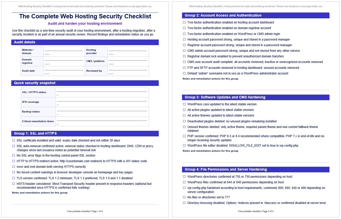 Web Hosting Security Checklist - Audit and Harden Your Hosting Environment